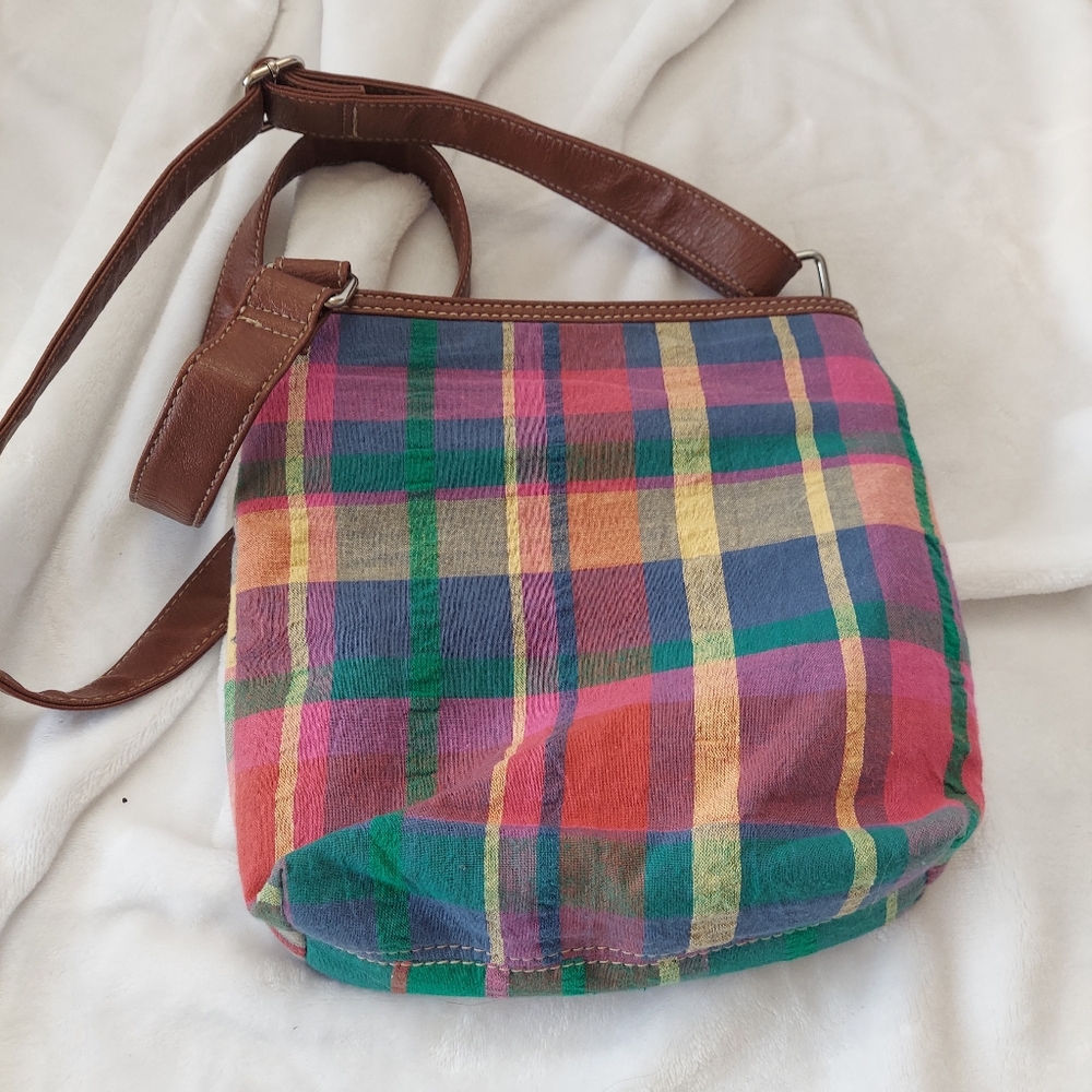 MERONA shoulder bag, handbag, purse Colorful Plaid Crossbody Bag - Picture 9 of 9